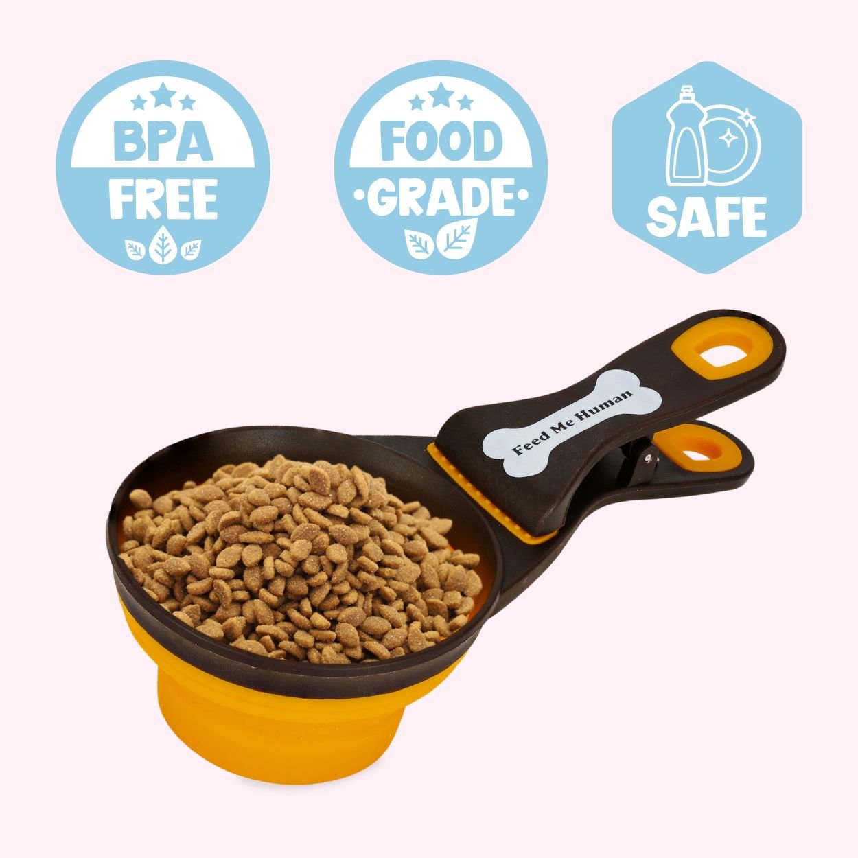 Collapsible Dog Food Scoop - "Feed Me Human" Benefits - Doggy Style Accessories